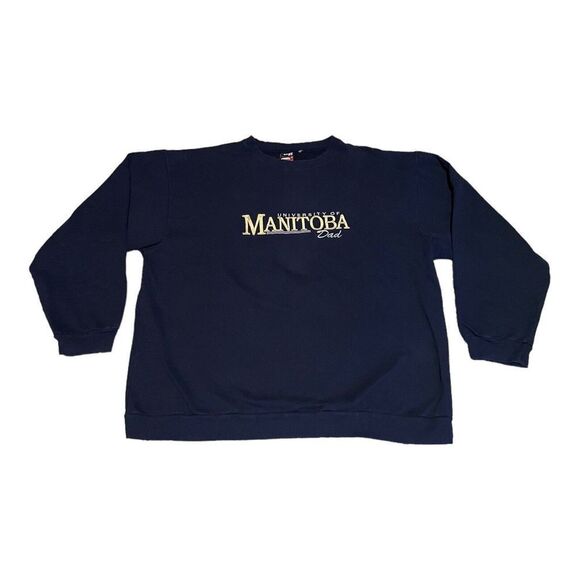 VTG University Of Manitoba Dad Embroidered Black Sweatshirt Crewneck Size XL - Picture 1 of 6